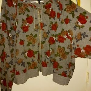 Torrid Crop Gray floral hoodie